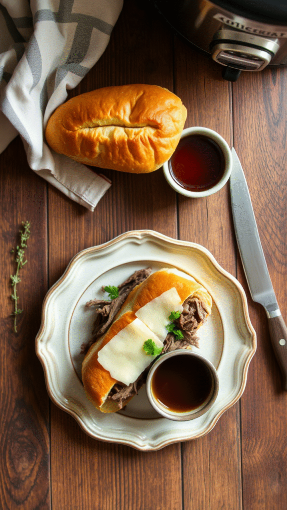 Crockpot French Dip Sandwich