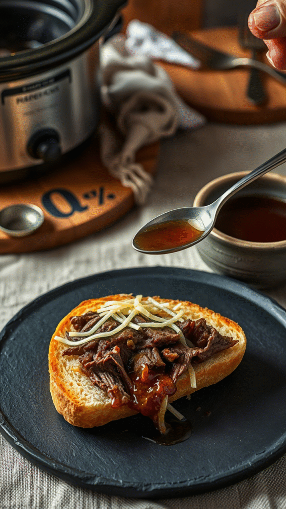 Crockpot French Dip Sandwich