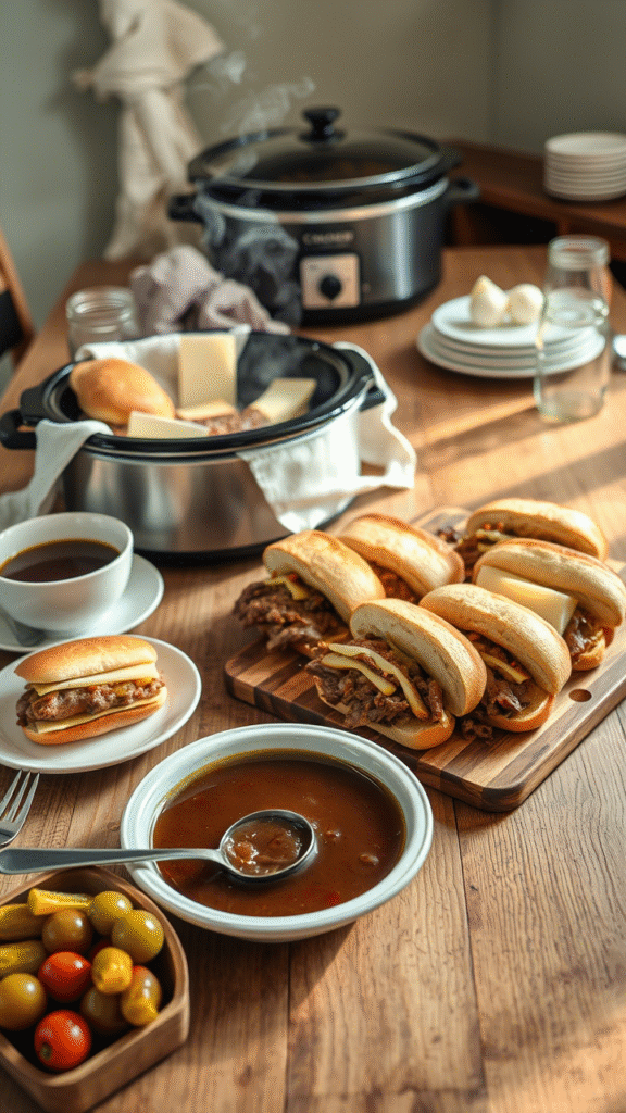 Crockpot French Dip Sandwich